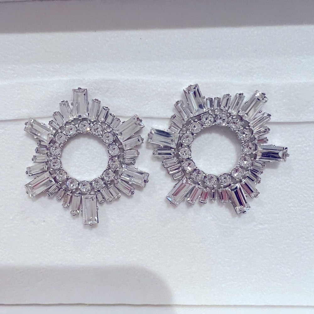 Amina Muaddi Begum Mini Crystal Embellished Earrings BNWT PRICE IS FIRM